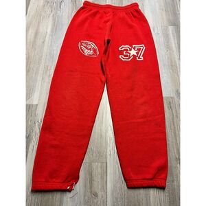 Vintage Faded Red Sweatpants Detroit Bandits League Hockey M Logo #37 Made USA